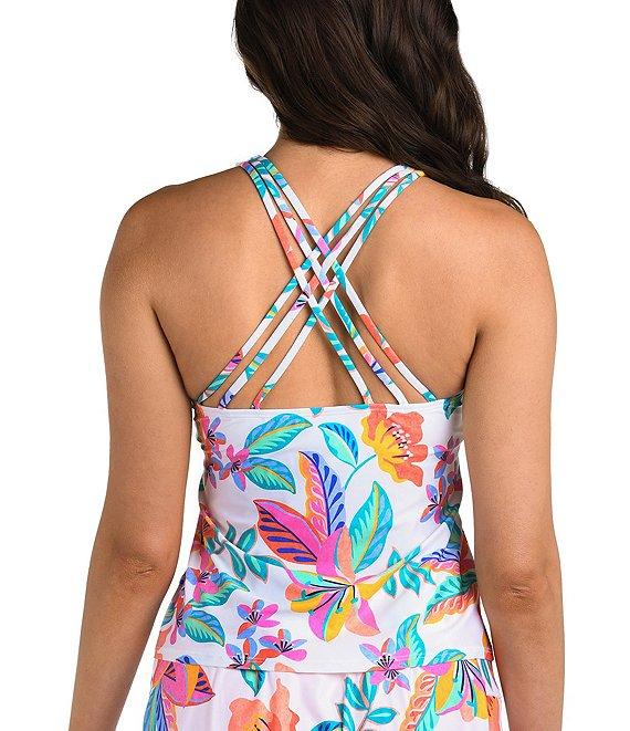 24th & Ocean Francesca Tropical Print High Waist Tummy Control Skort Swim Bottom Product Image