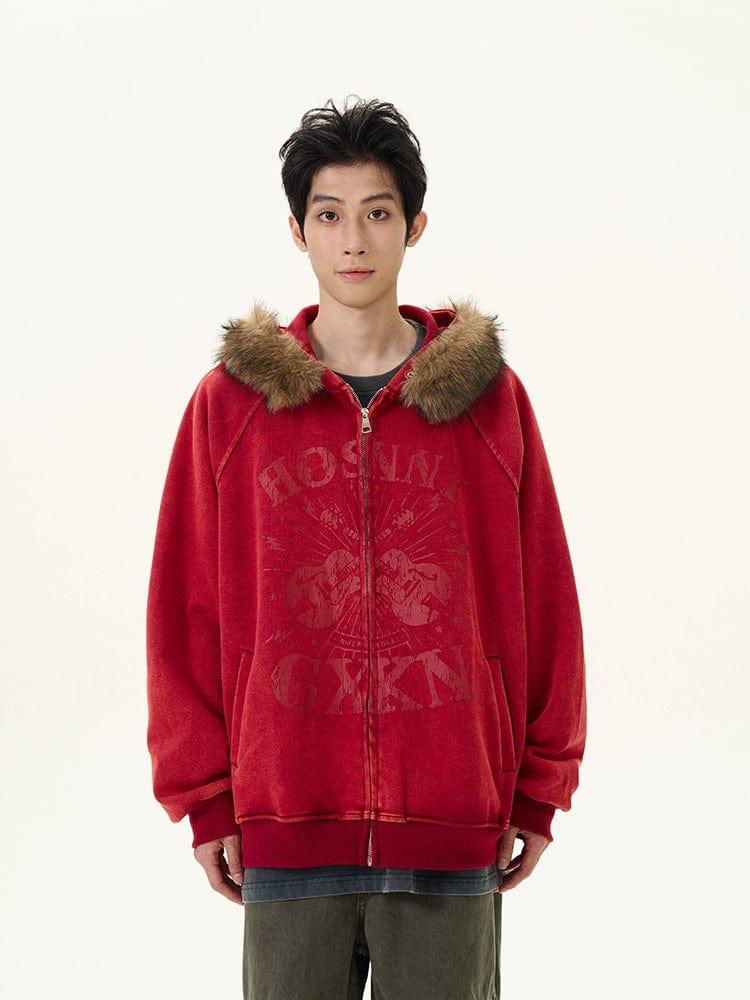 RT No. 11996 FUR GRAPHIC ZIP-UP HOODIE Product Image