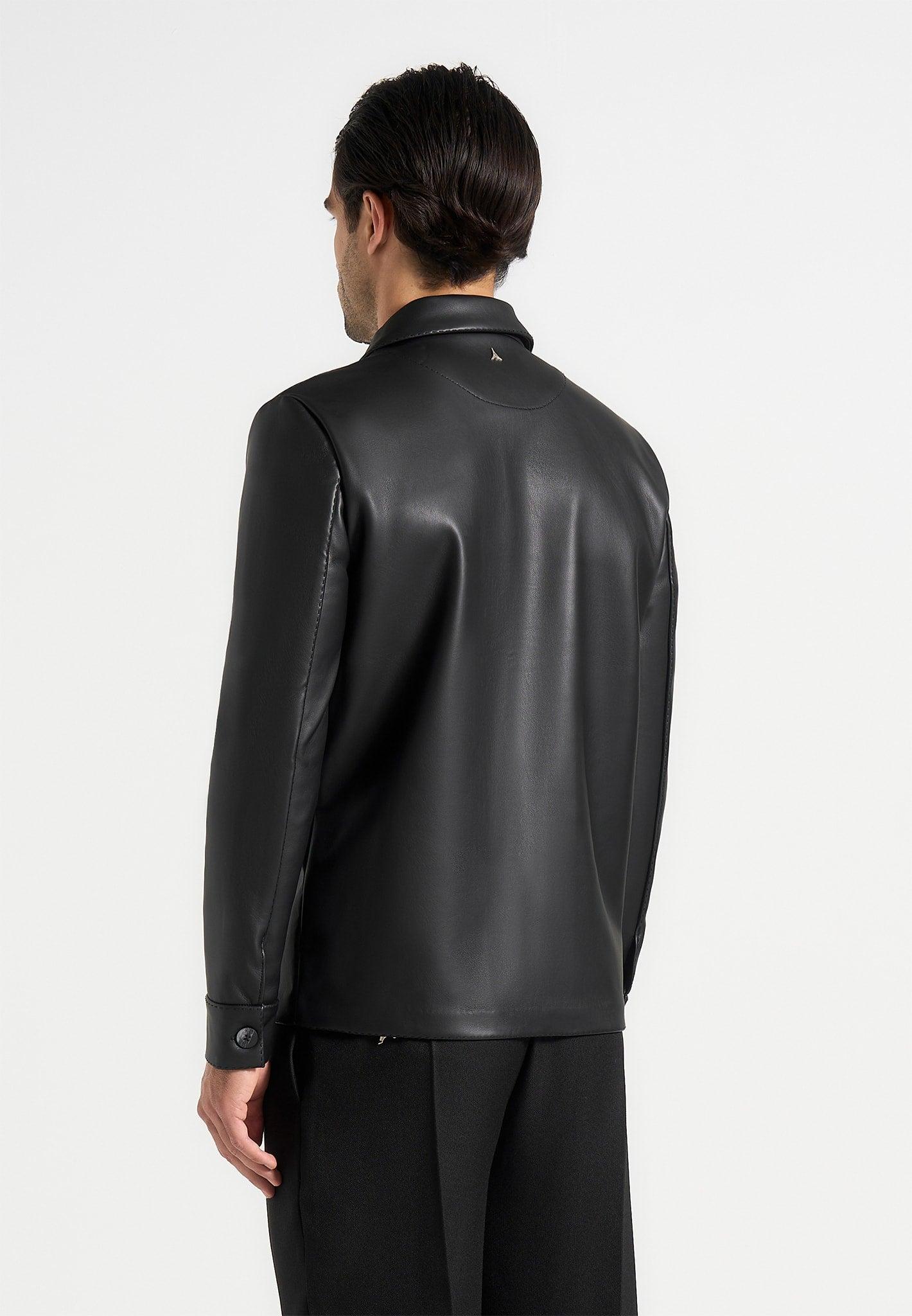 Minimal Leather Shirt - Black Male Product Image
