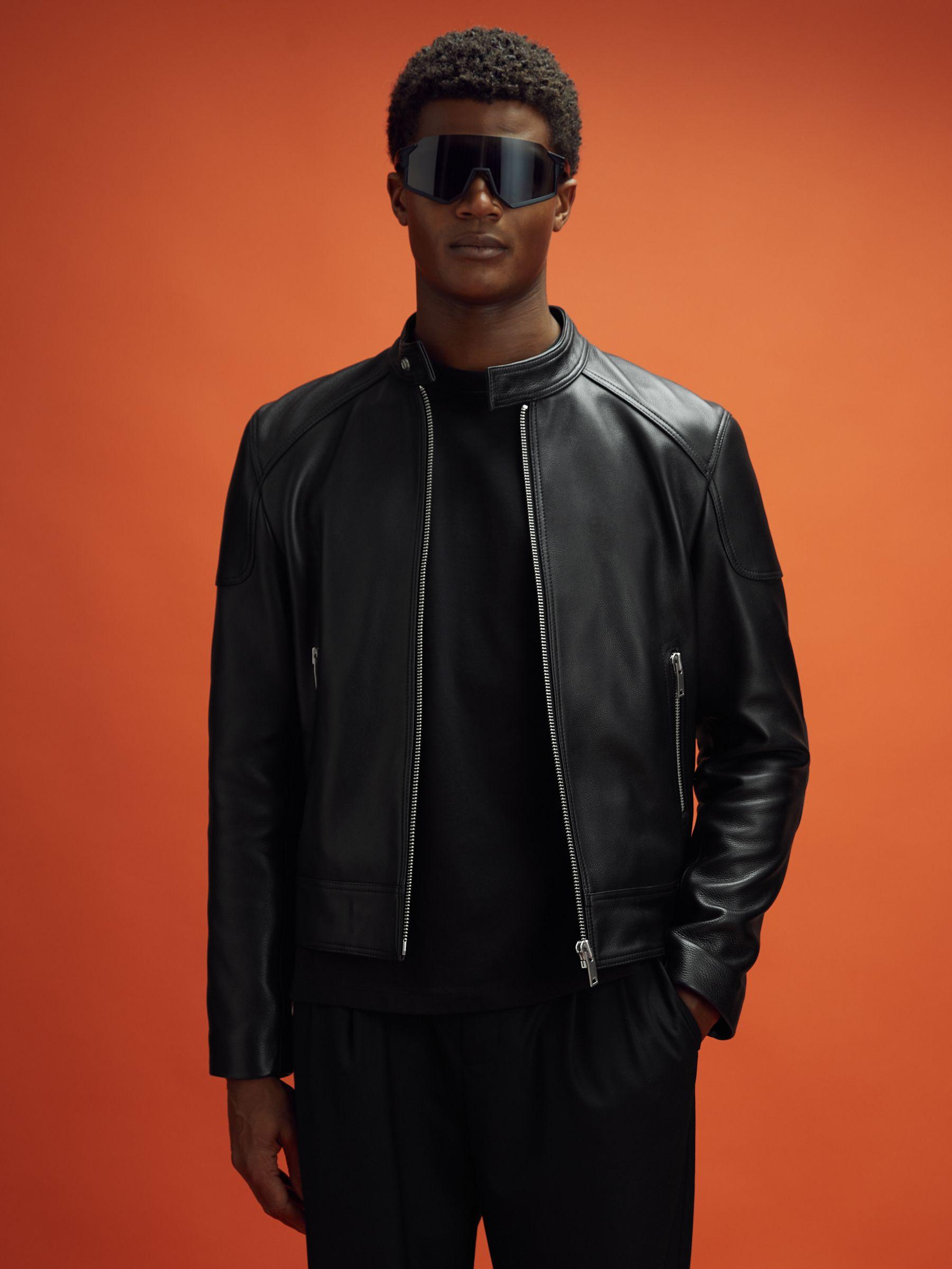 McLaren F1 Embossed Leather Jacket in Black Product Image