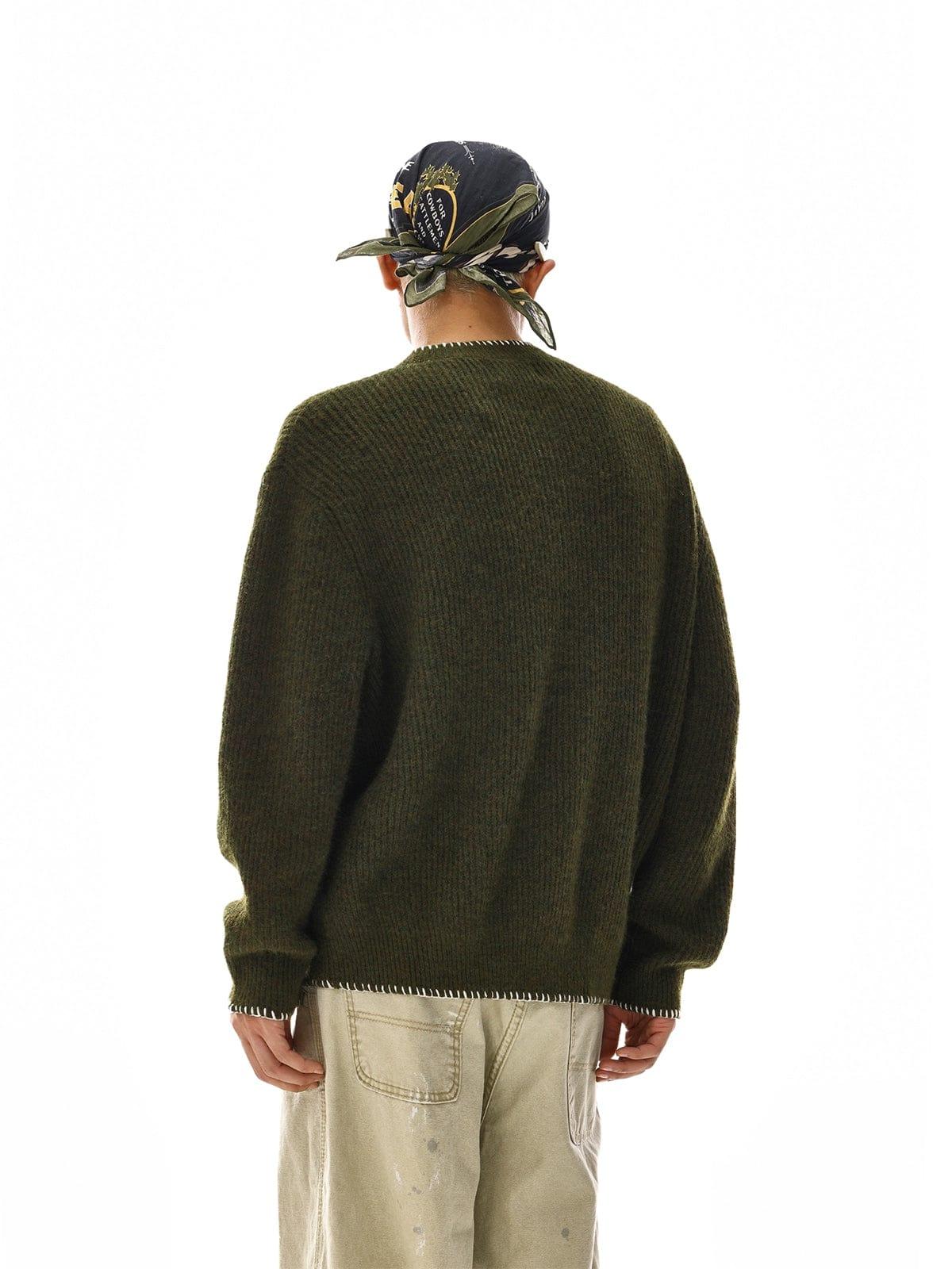 RT No. 12112 GREEN KNIT HENRY COLLAR SWEATER Product Image