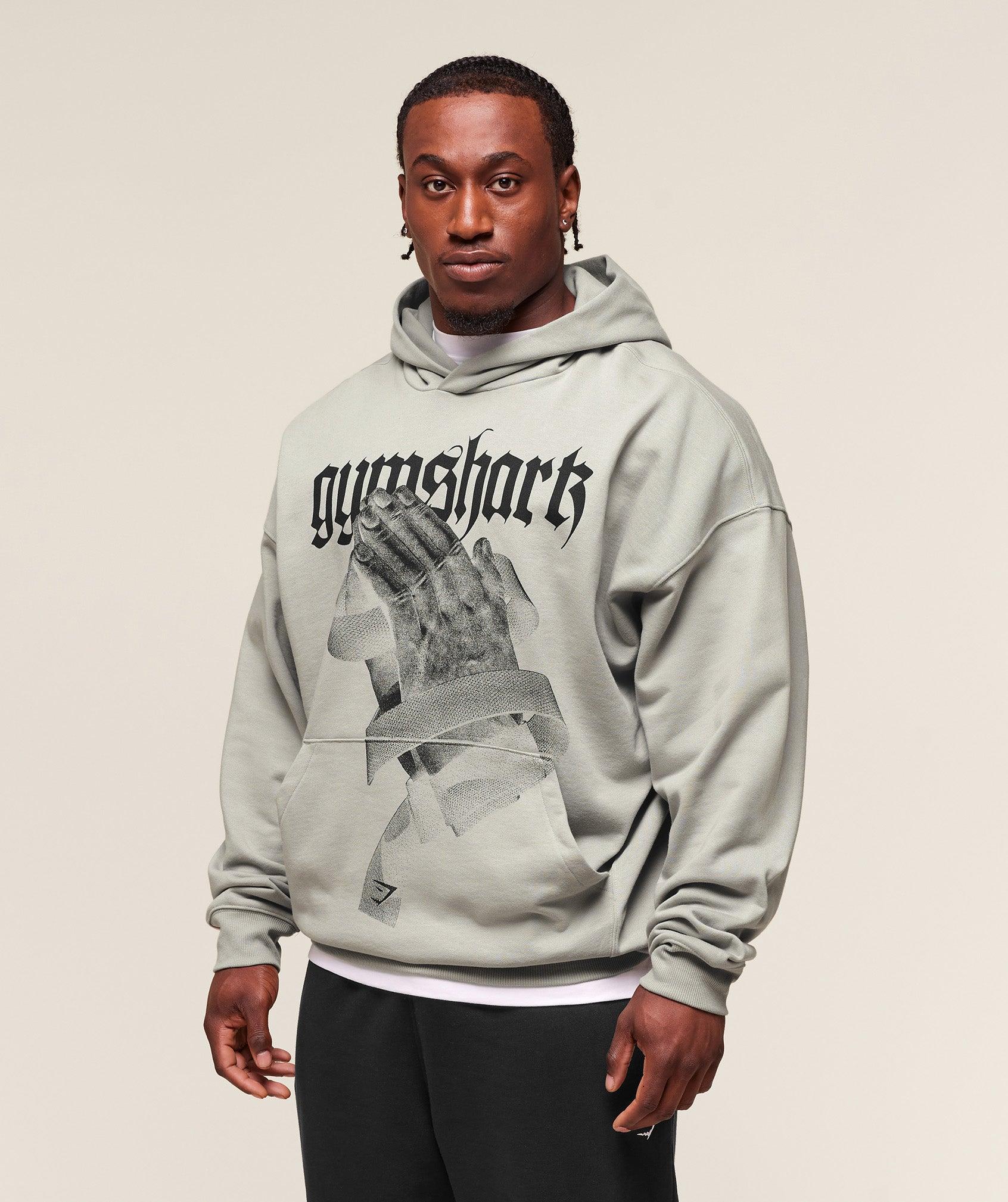 Gymshark Prayer Hands Hoodie - Stone Grey Male Product Image