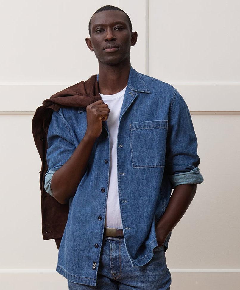 Denim Camp Collar Overshirt Product Image