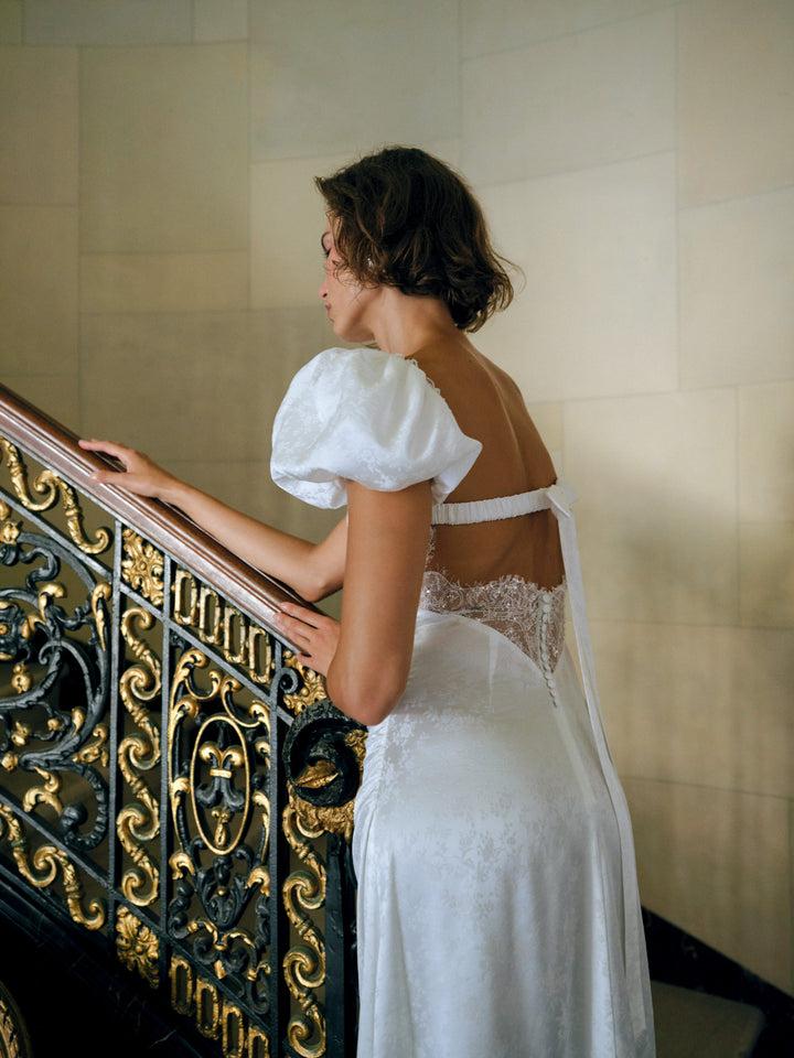 Aurelia Jacquard Gown — White Product Image