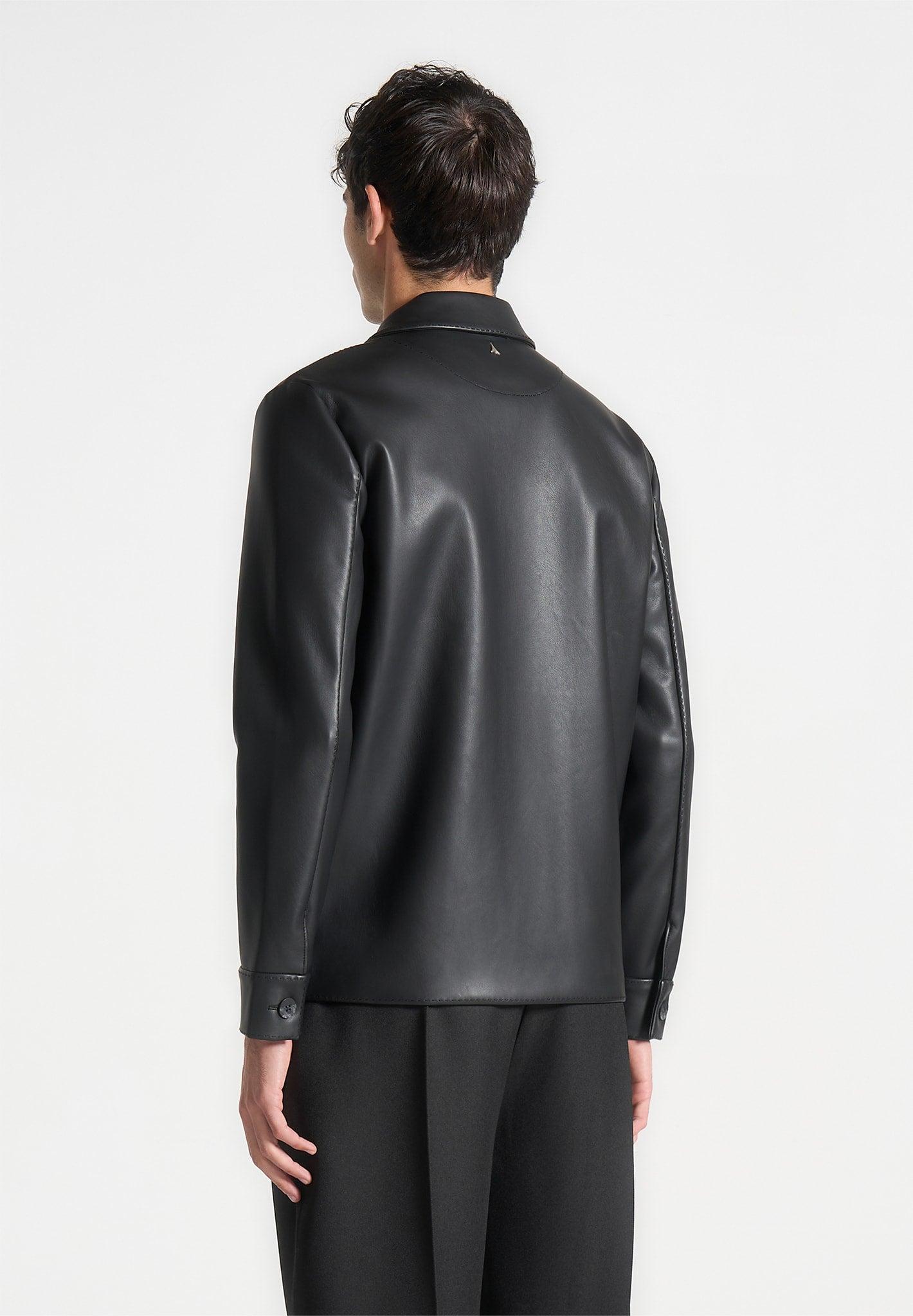 Minimal Leather Shirt - Black Male Product Image