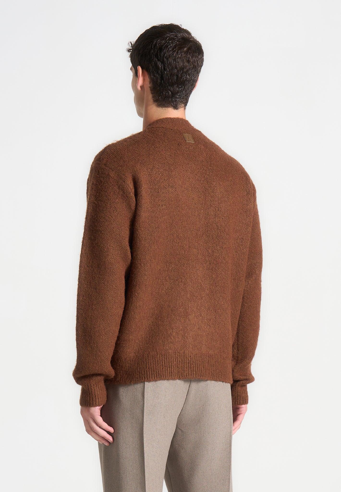 Brushed Wool Knit Cardigan - Rust Male Product Image