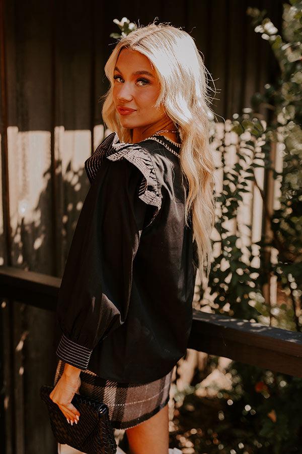 Chic Moment Ruffle Top in Black Product Image
