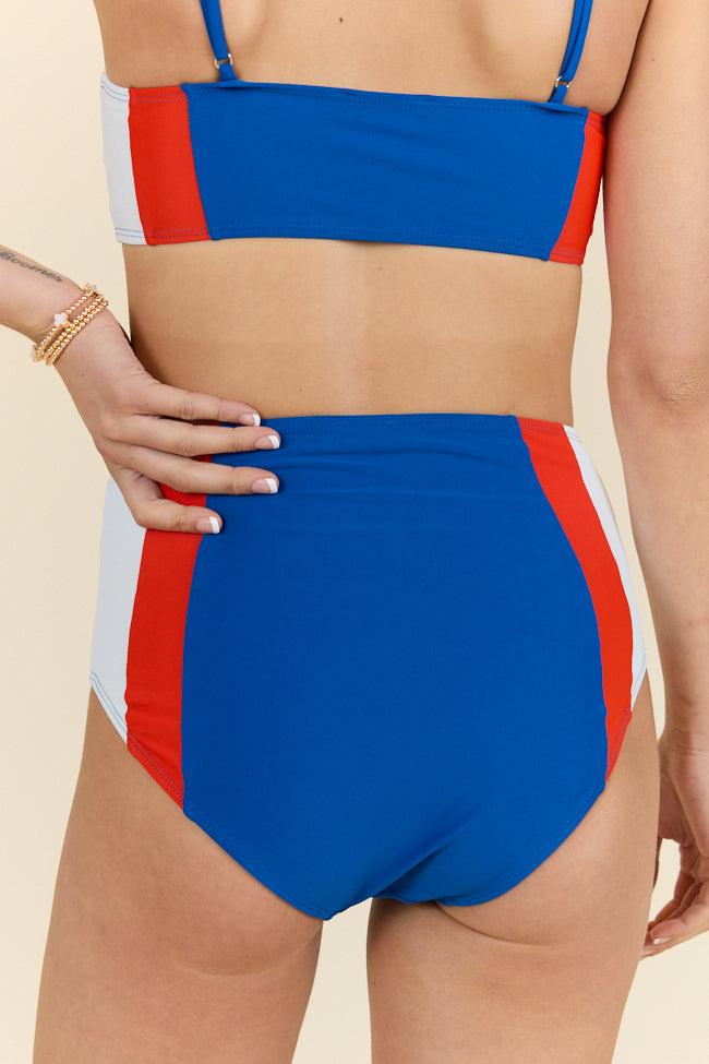 Rock The Boat Red and Blue Colorblock Bikini Bottoms FINAL SALE Product Image