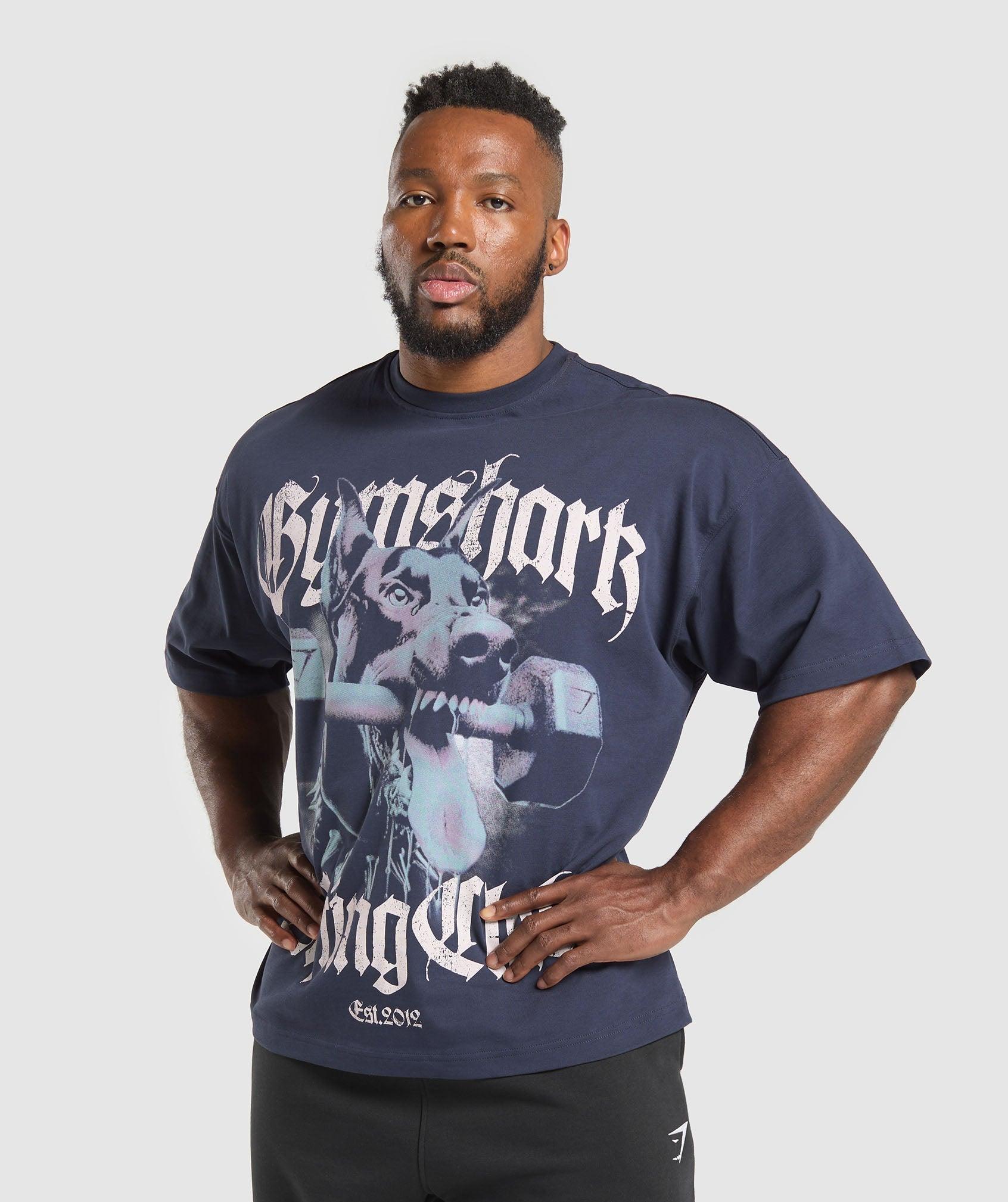 Gymshark Doberman Graphic T-Shirt - Heavy Blue Male Product Image