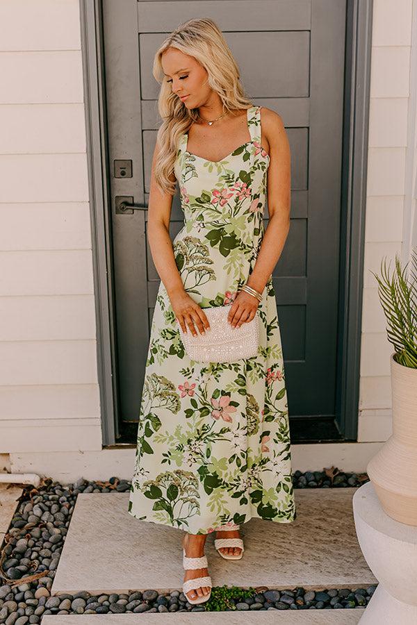 Small Town Charm Floral Maxi Dress in Green Product Image