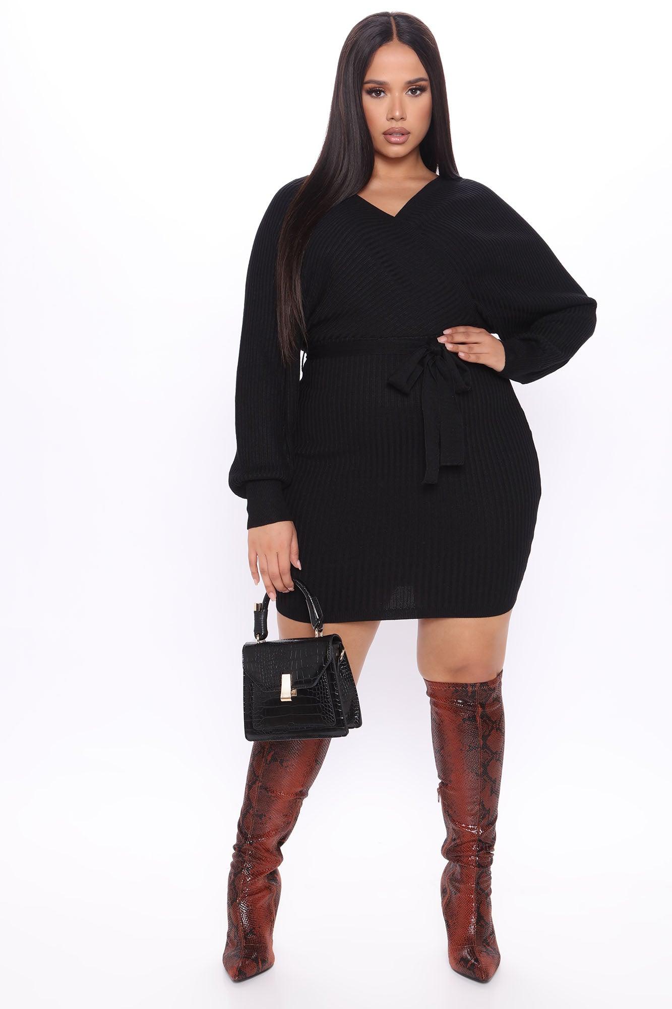 Just Between Us Sweater Dress - Black Female Product Image