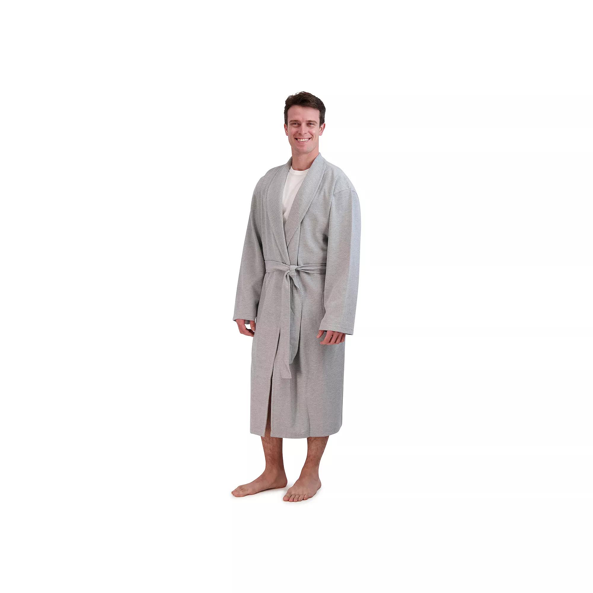 Men's Hanes® Cotton Waffle Robe, Grey Gray Product Image