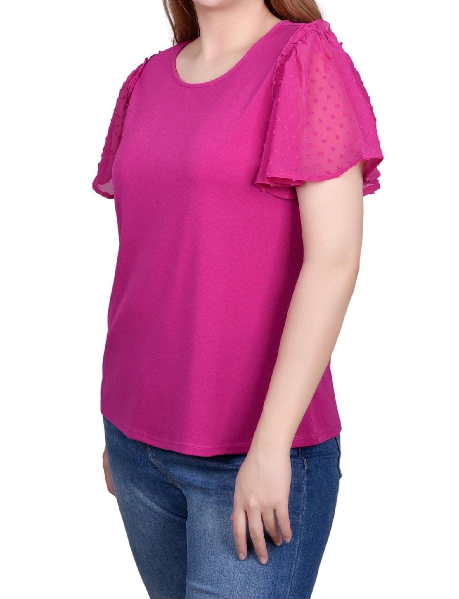 Clip Dot Flutter Sleeve Top Product Image