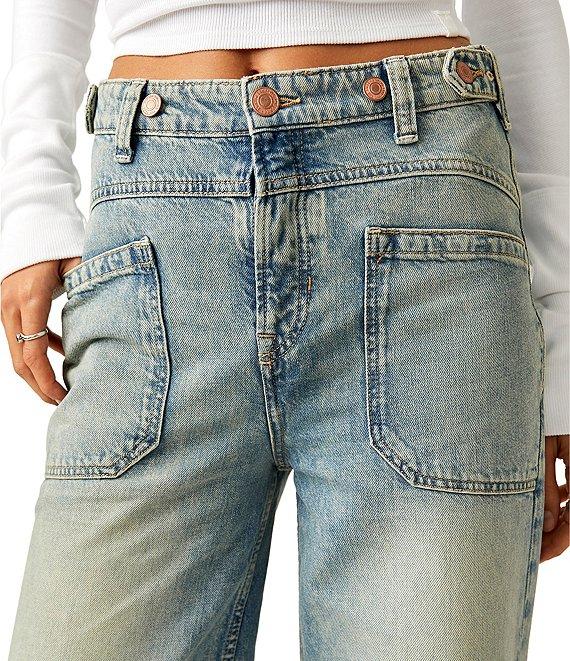 Free People Palmer Mid Rise Relaxed Button Waist Cuffed Jeans Product Image