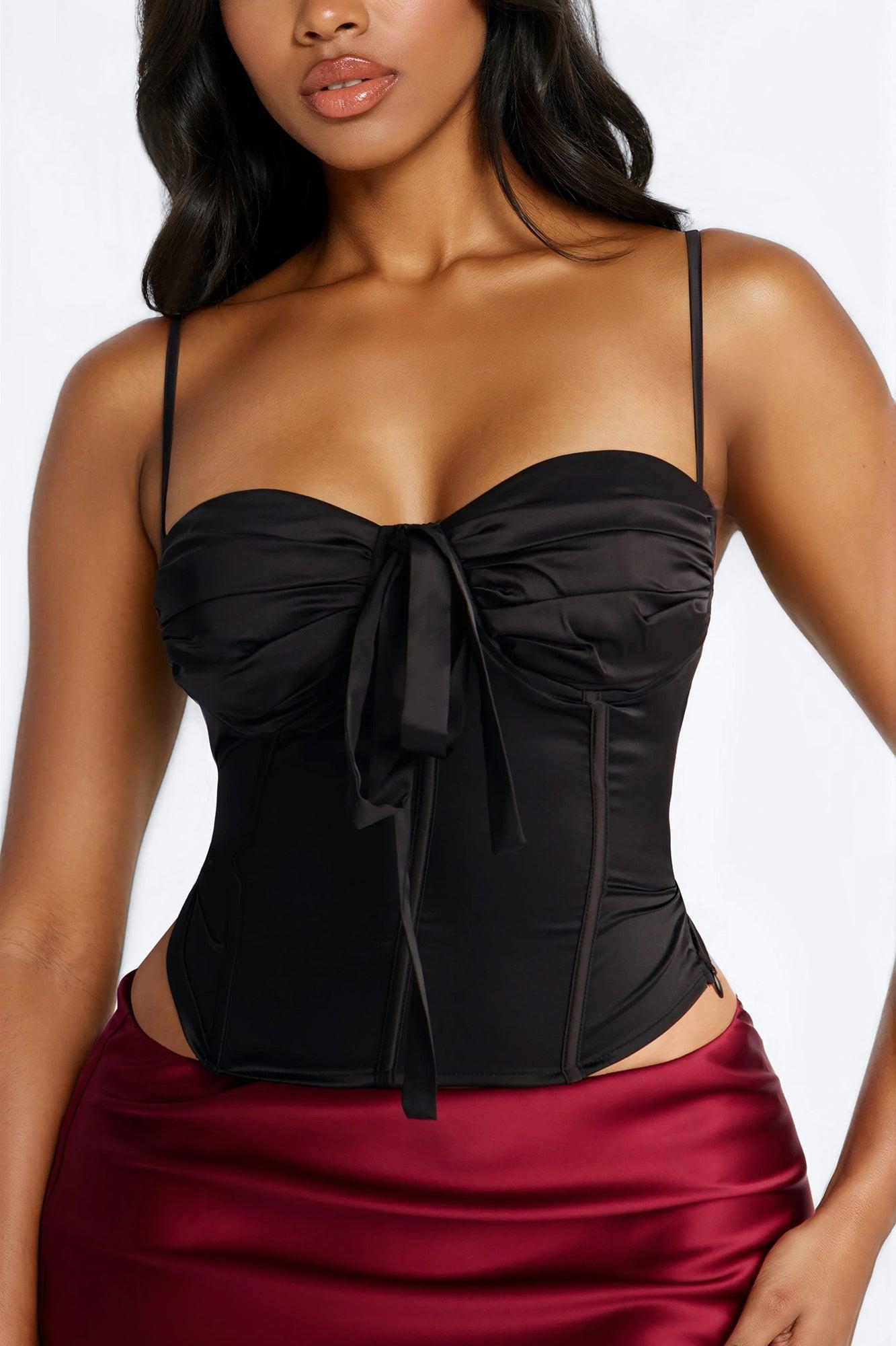 Favorite Love Story Padded Satin Corset - Black Female Product Image