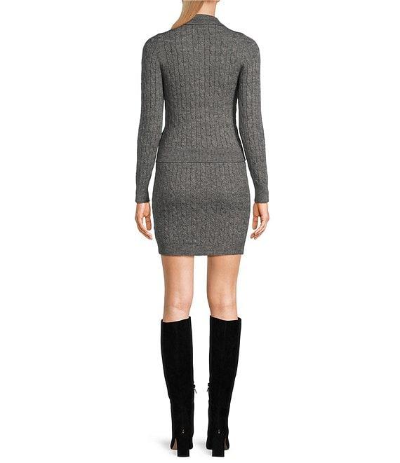 City Vibe Long Sleeve Cable Sweater & Skirt 2-Piece Set Product Image