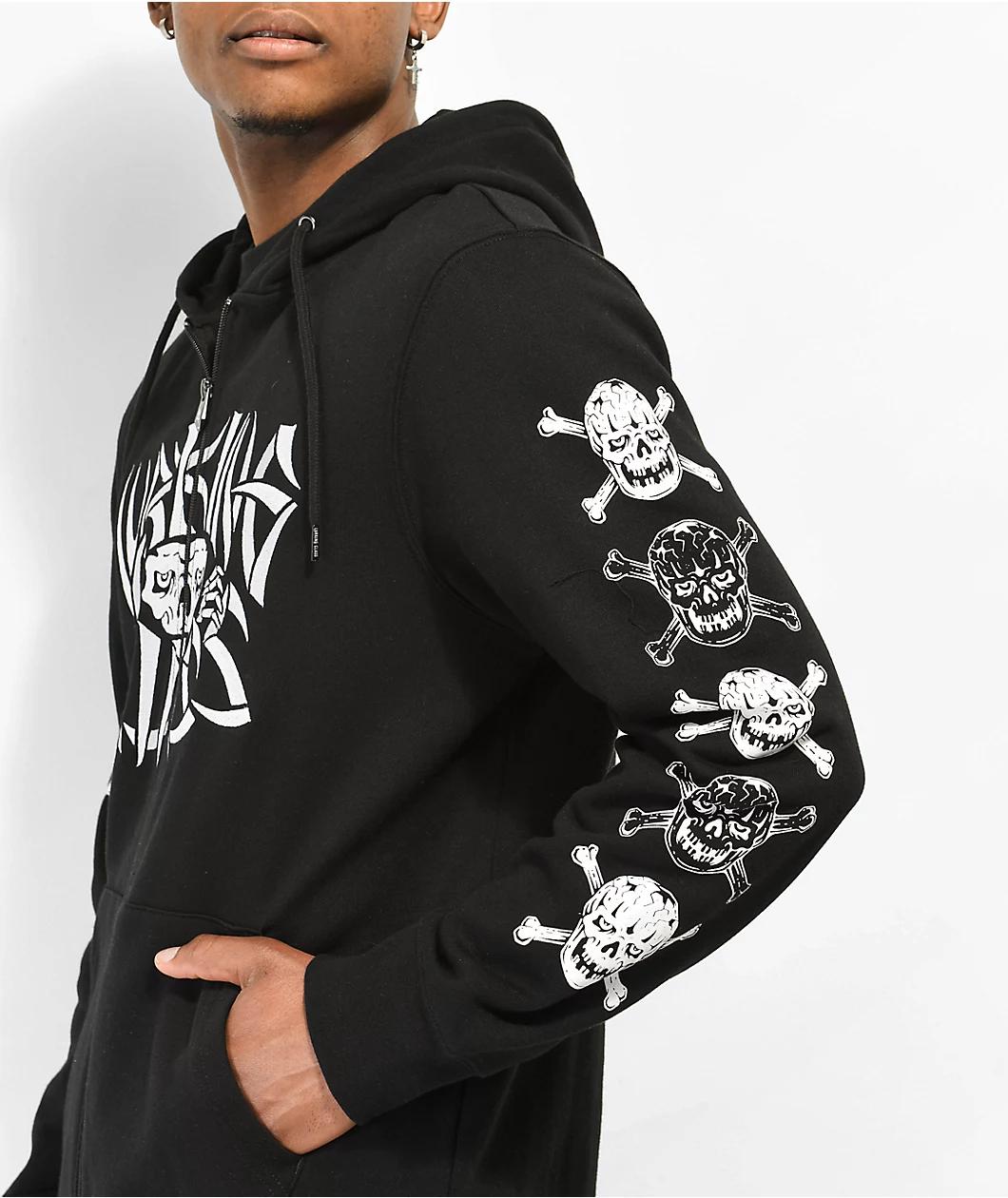 Lurking Class by Sketchy Tank Bones Black Zip Hoodie Product Image