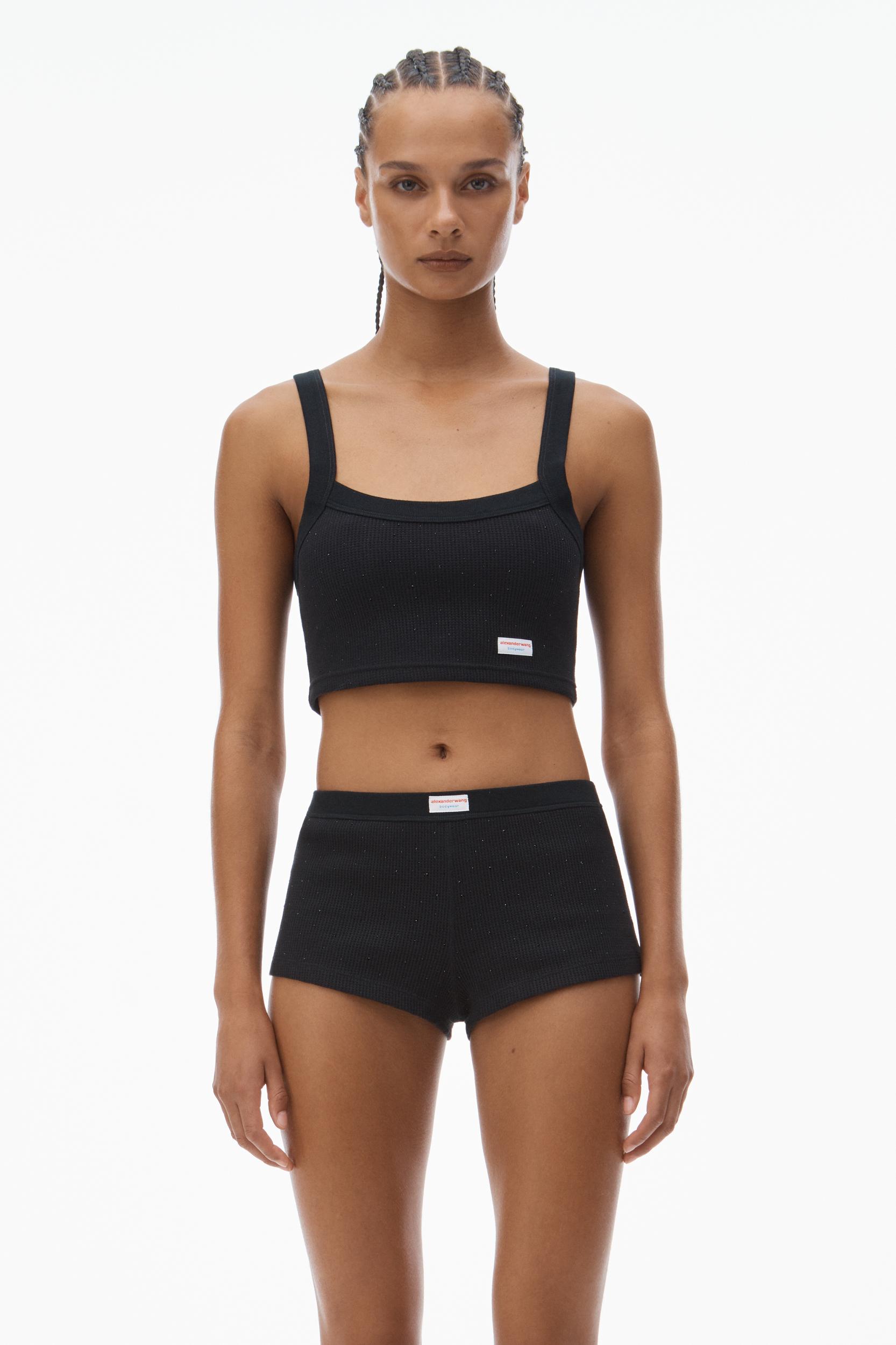 Crystal Hotfix Cropped Camisole In Waffle Knit Product Image