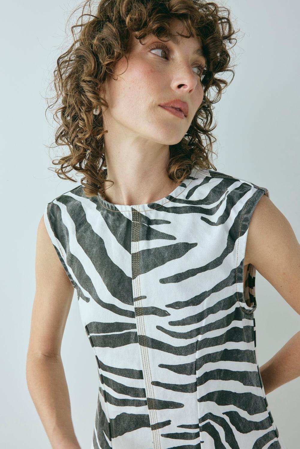 Lolita Denim Mini Dress Zebra Product Image