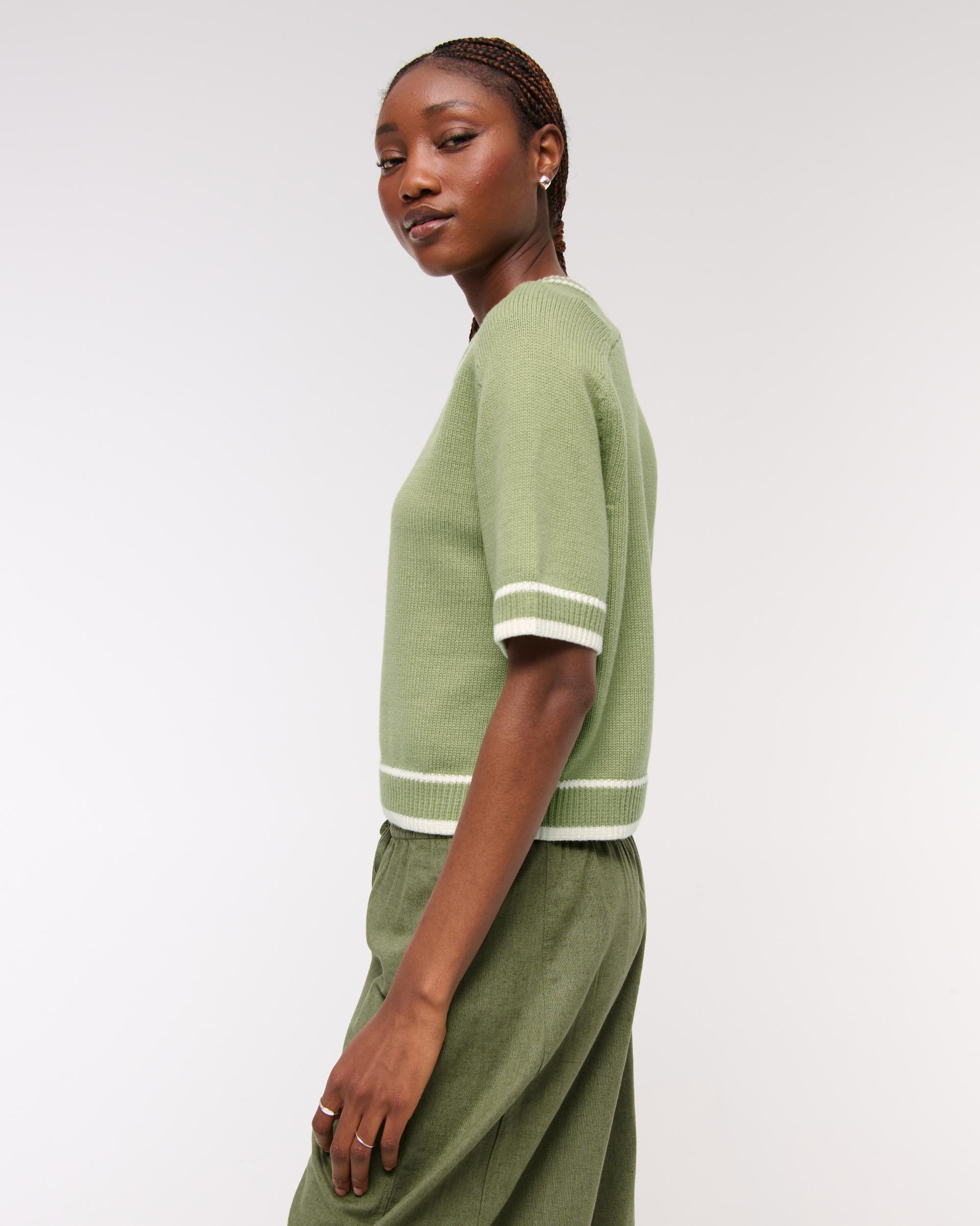 The A&F Madeline Textural Crew Sweater Tee Product Image