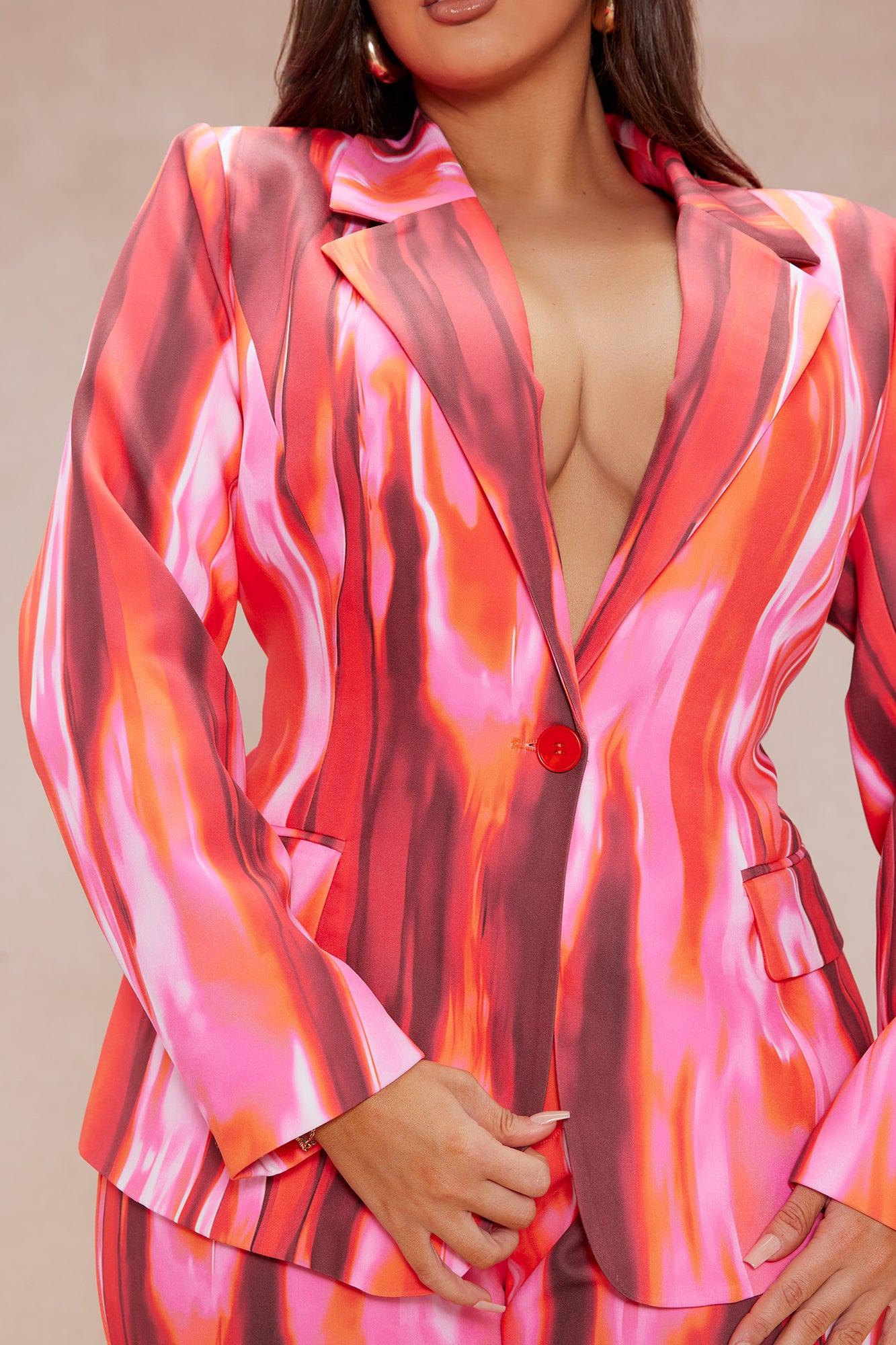 Amina Abstract Suit Set - Pink/combo Product Image