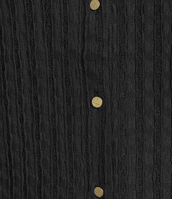 Investments Knit Long Sleeve Y-Neck Button Front Novelty Top Product Image