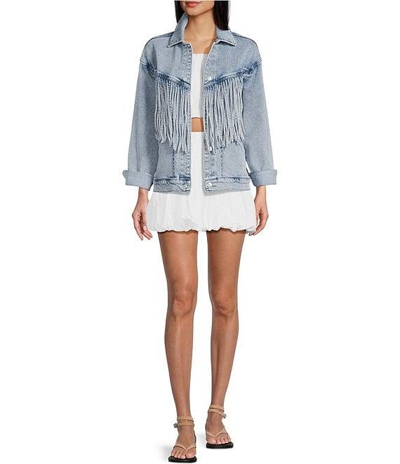 GB Oversized Fringe Denim Jacket Product Image