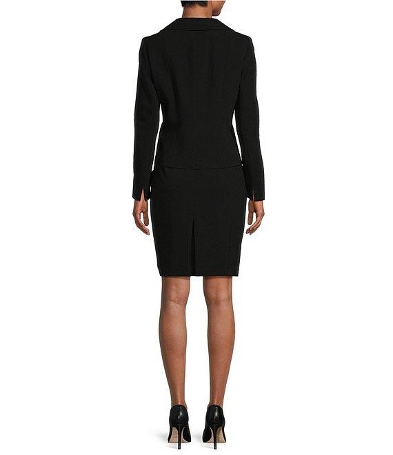 Nipon Boutique Textured Crepe Notch Lapel Patch Pocket Button Front Jacket Skirt Set Product Image