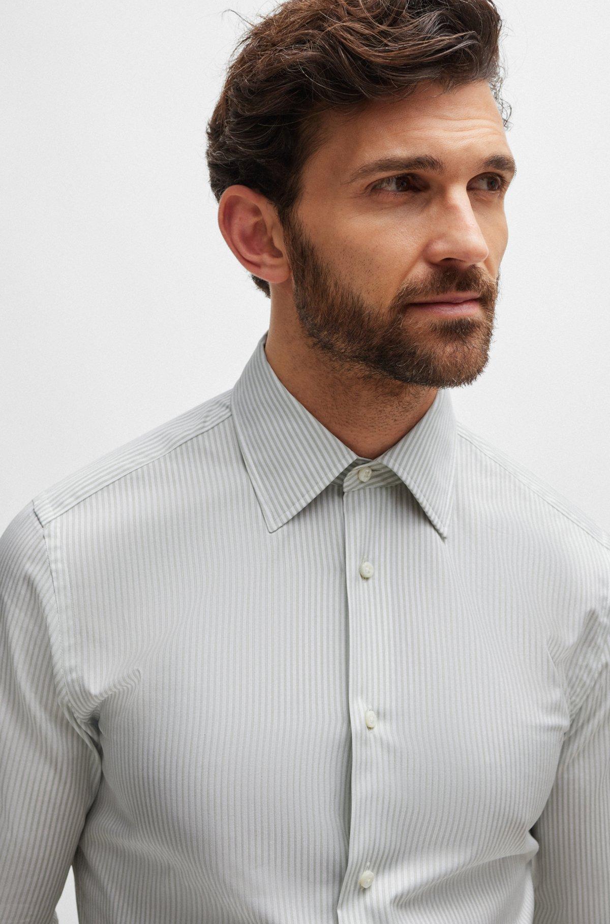 Slim-fit shirt in striped cotton Product Image