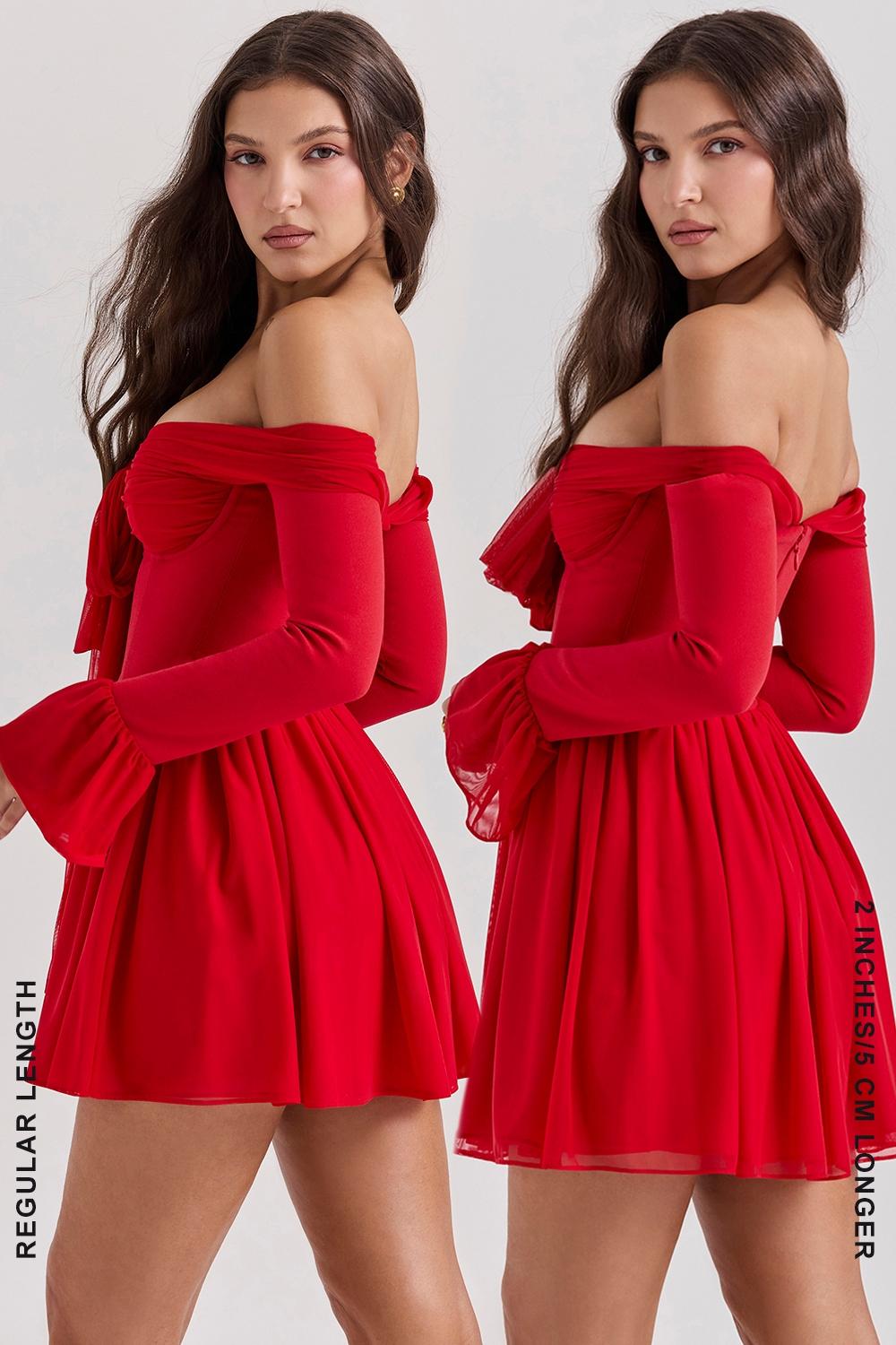 Alana  scarlet off shoulder dress Product Image
