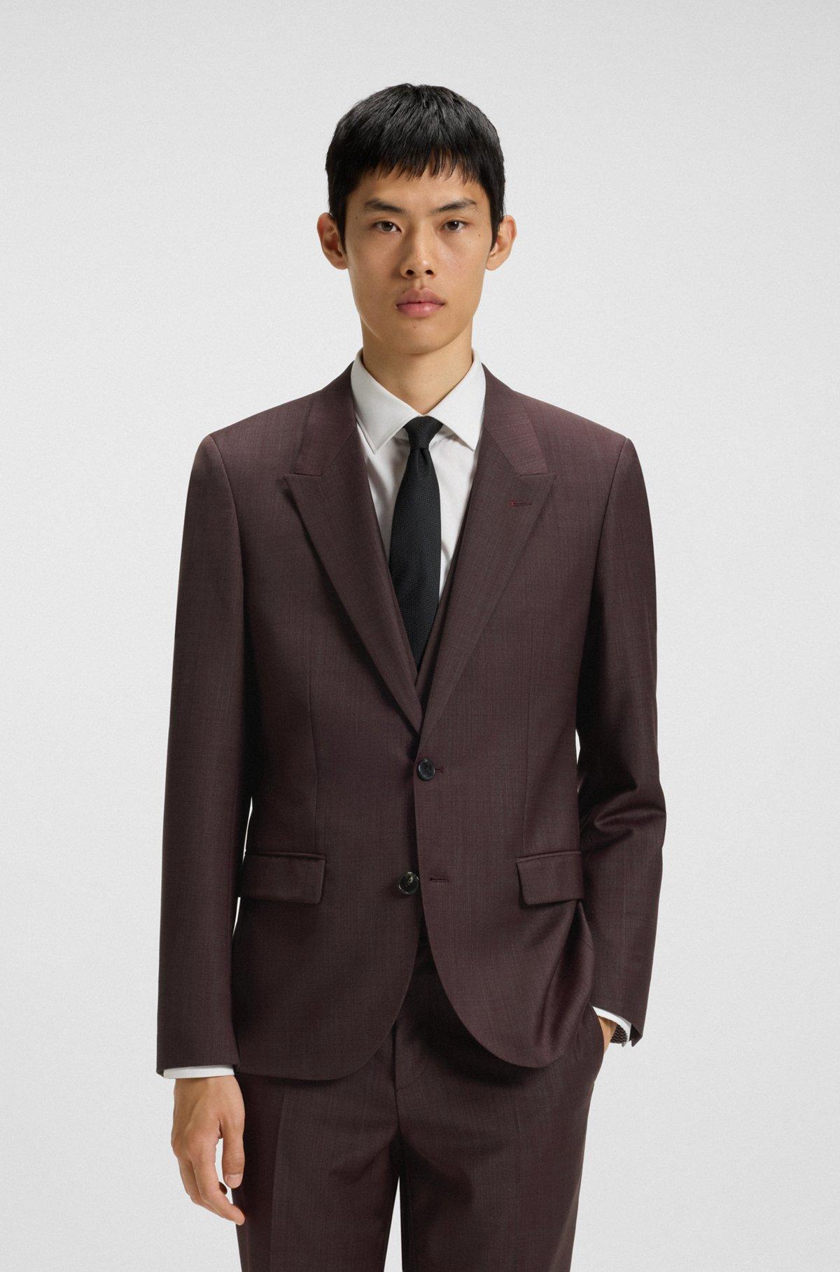 Slim-fit three-piece suit in checked stretch fabric Product Image