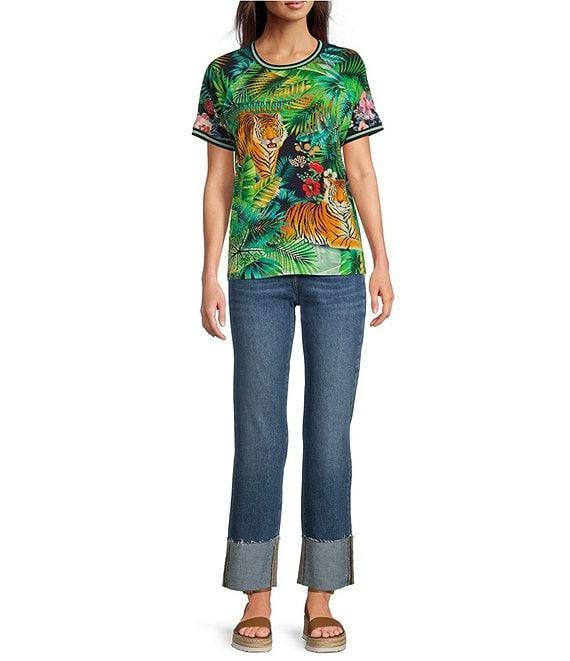 JOHNNY WAS Janie Favorite Knit Tiger Print Crew Neck Short Sleeve Tee Product Image