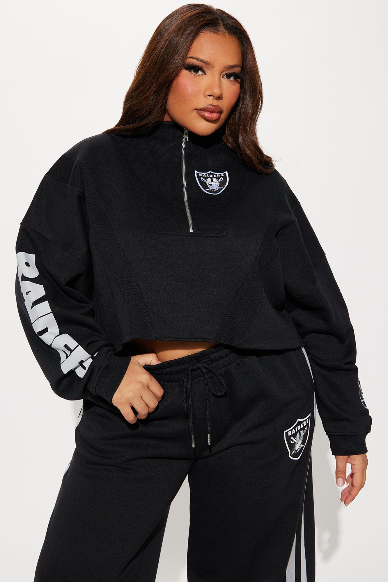 Raiders Second Half Come-Back Zip Sweatshirt - Black Female Product Image