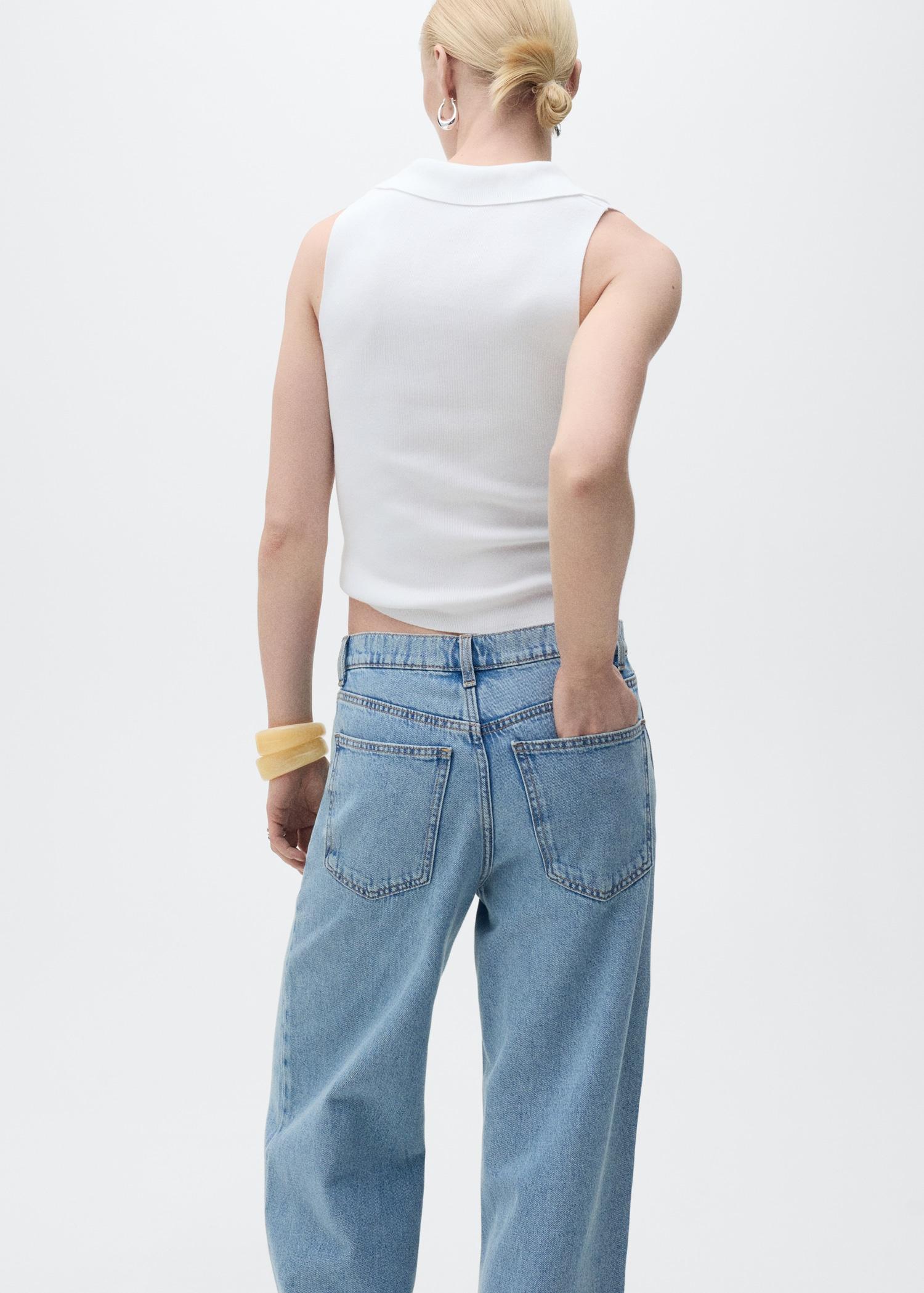 Polo-neck knitted top - Women | MANGO USA Product Image