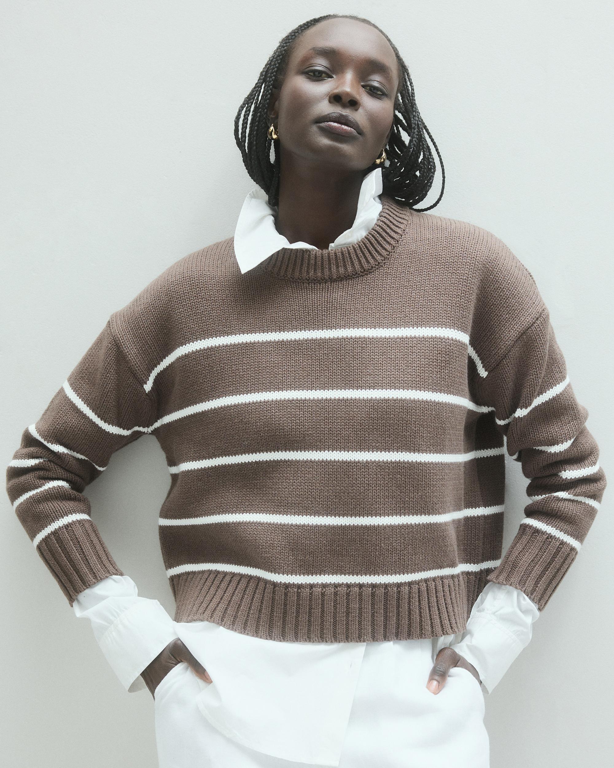 Quince | Women's Striped Crew Sweater Organic Cotton Product Image