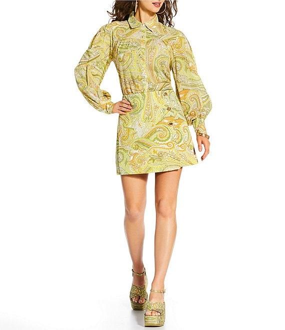 Antonio Melani x Amanda Jones Vaughan Stevie Coordinating Paisley Point Collar Long Sleeve Button Front Blouse Product Image