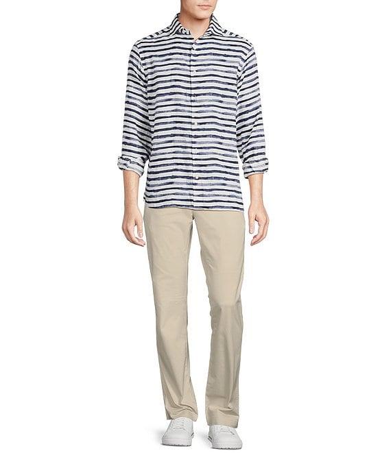 Cremieux Blue Label French Linen Watercolor Stripe Long Sleeve Woven Shirt Product Image