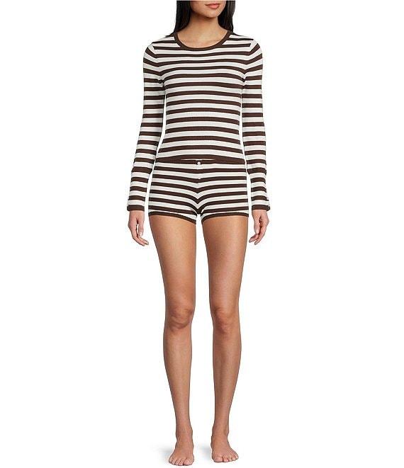 GB Striped Long Sleeve Coordinating Knit Sweater Top Product Image