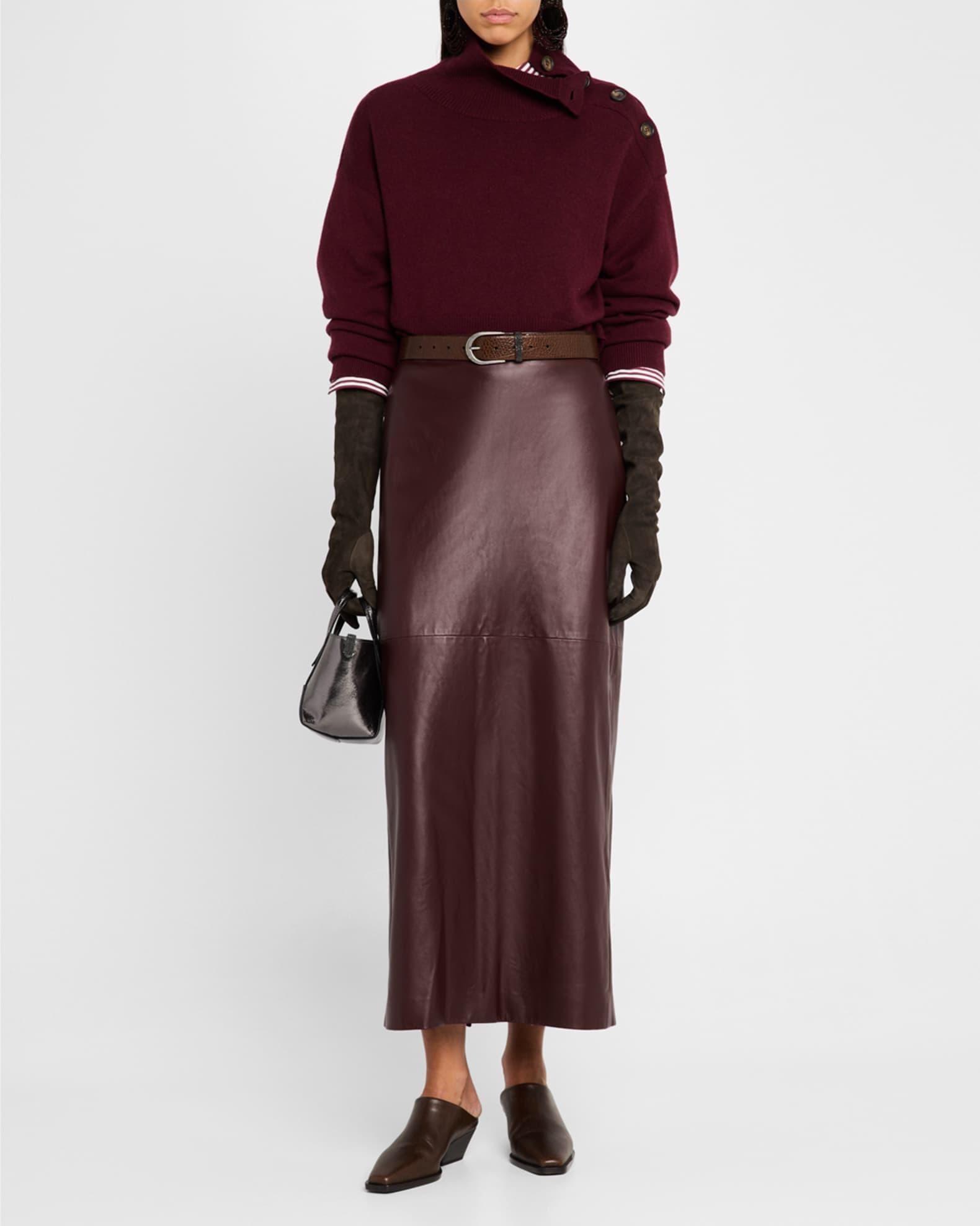Stretch Nappa Leather Midi Skirt Product Image