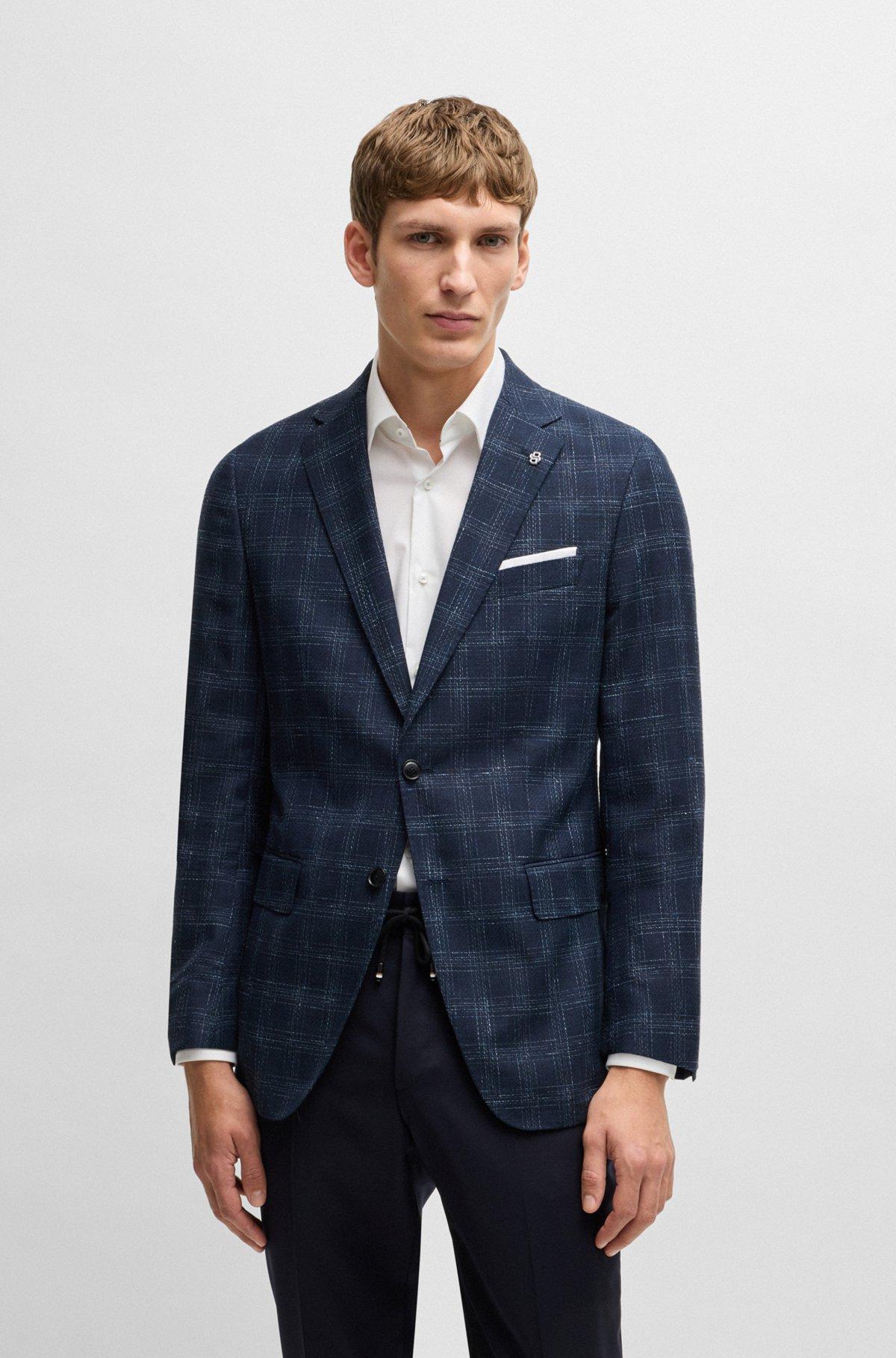 Slim-fit suit jacket in a checked wool blend Product Image