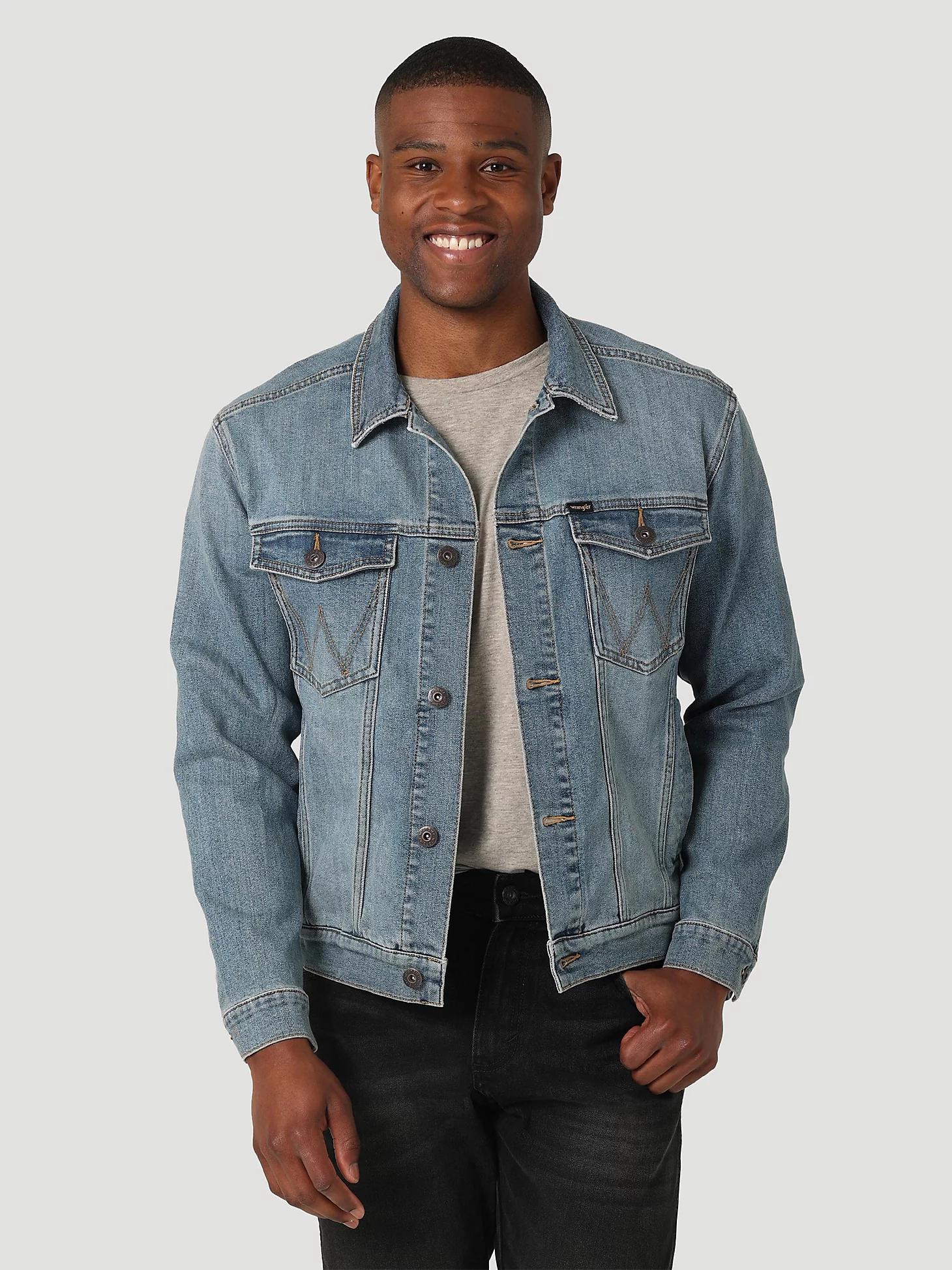 Men's Wrangler® Classic Denim Trucker Jacket | Men's JACKETS & OUTERWEAR | Wrangler® Product Image