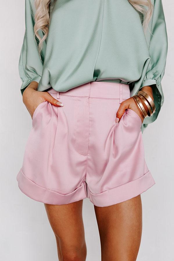 Never Outdone High Waist Shorts in Blush Product Image