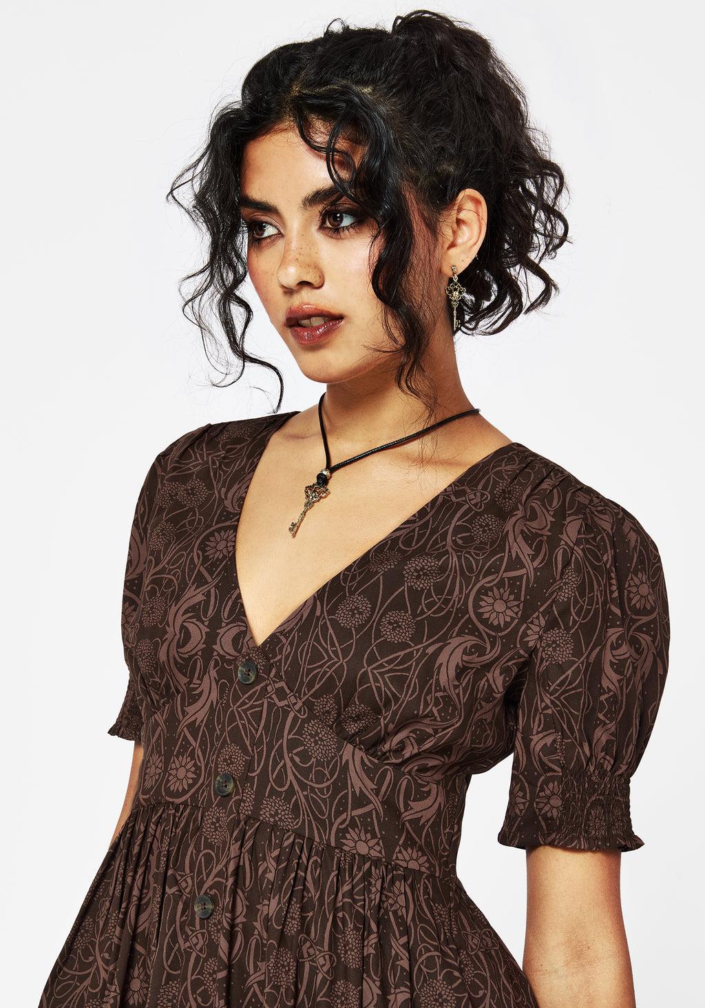 Fianna Midi Dress - Brown Product Image