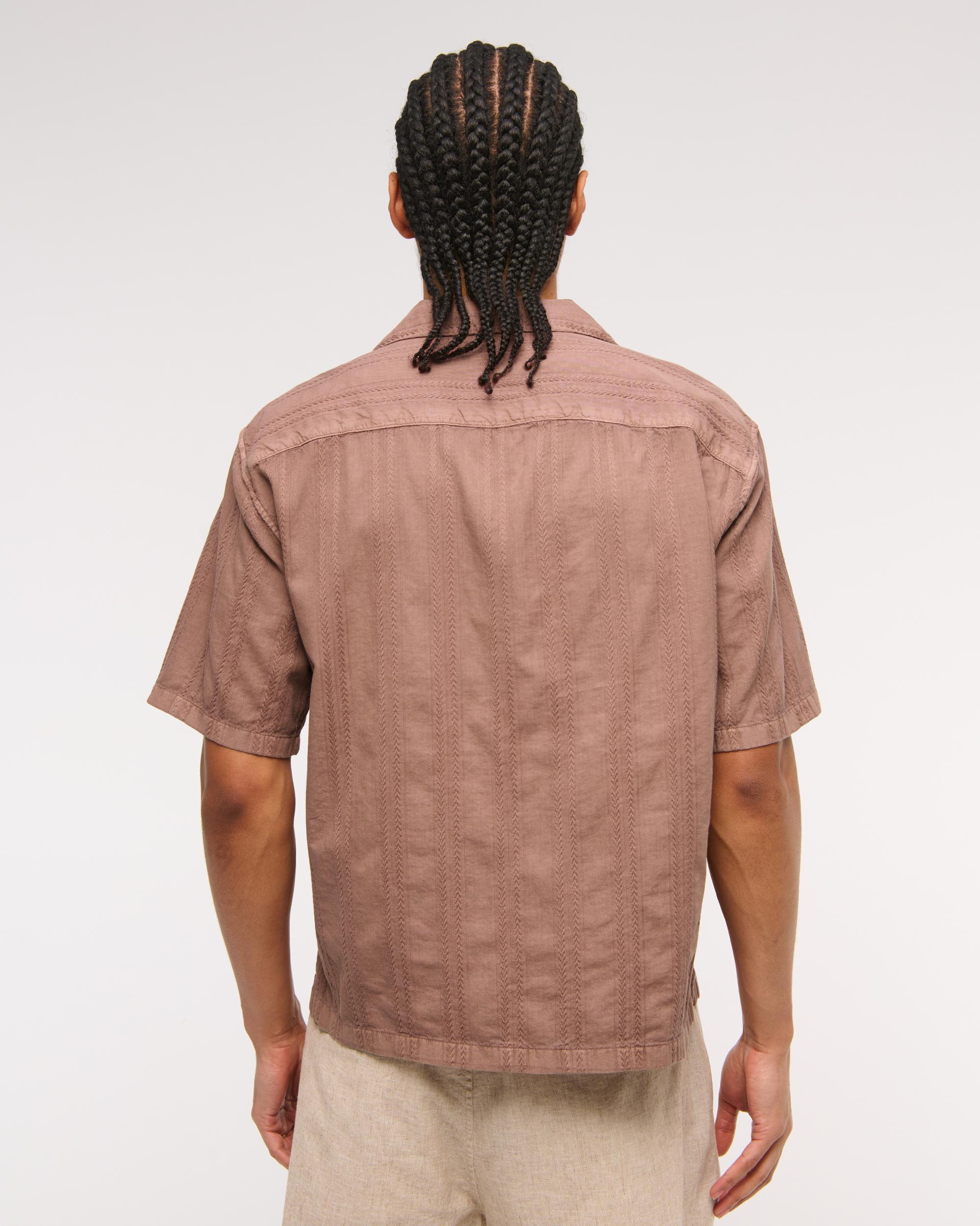 Camp Collar Braided Button-Up Shirt Product Image
