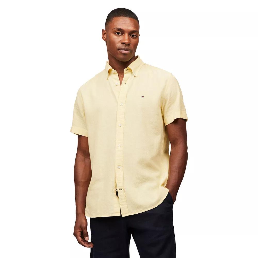 Men's Tommy Hilfiger Short Sleeve Solid Shirt, Size: XXL, Citronella Product Image