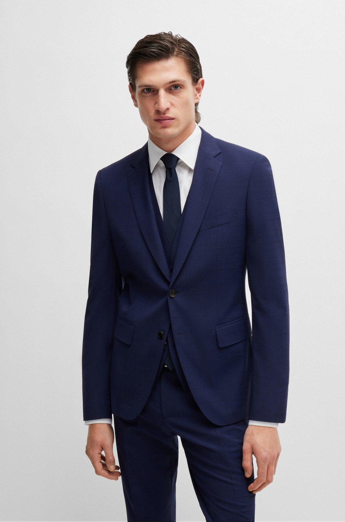 Slim-fit three-piece suit in checked stretch fabric Product Image