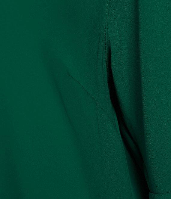 Caroline Rose Plus Size Julia Matte Crepe Round Neck 3/4 Ruffled Sleeve High-Low Hem Top Product Image