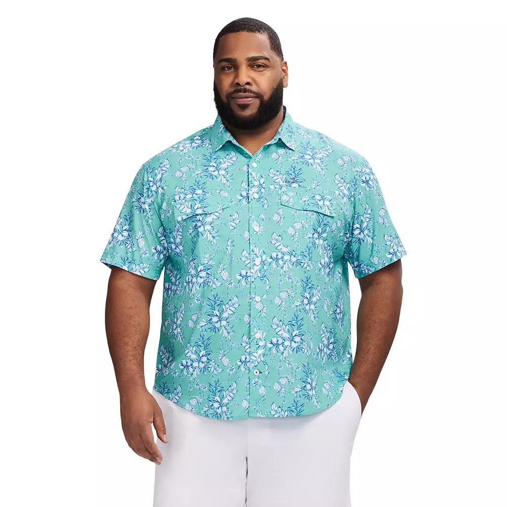 Big & Tall IZOD Sunshield Performance Woven Short Sleeve Button-Down Shirt, Men's,  Product Image