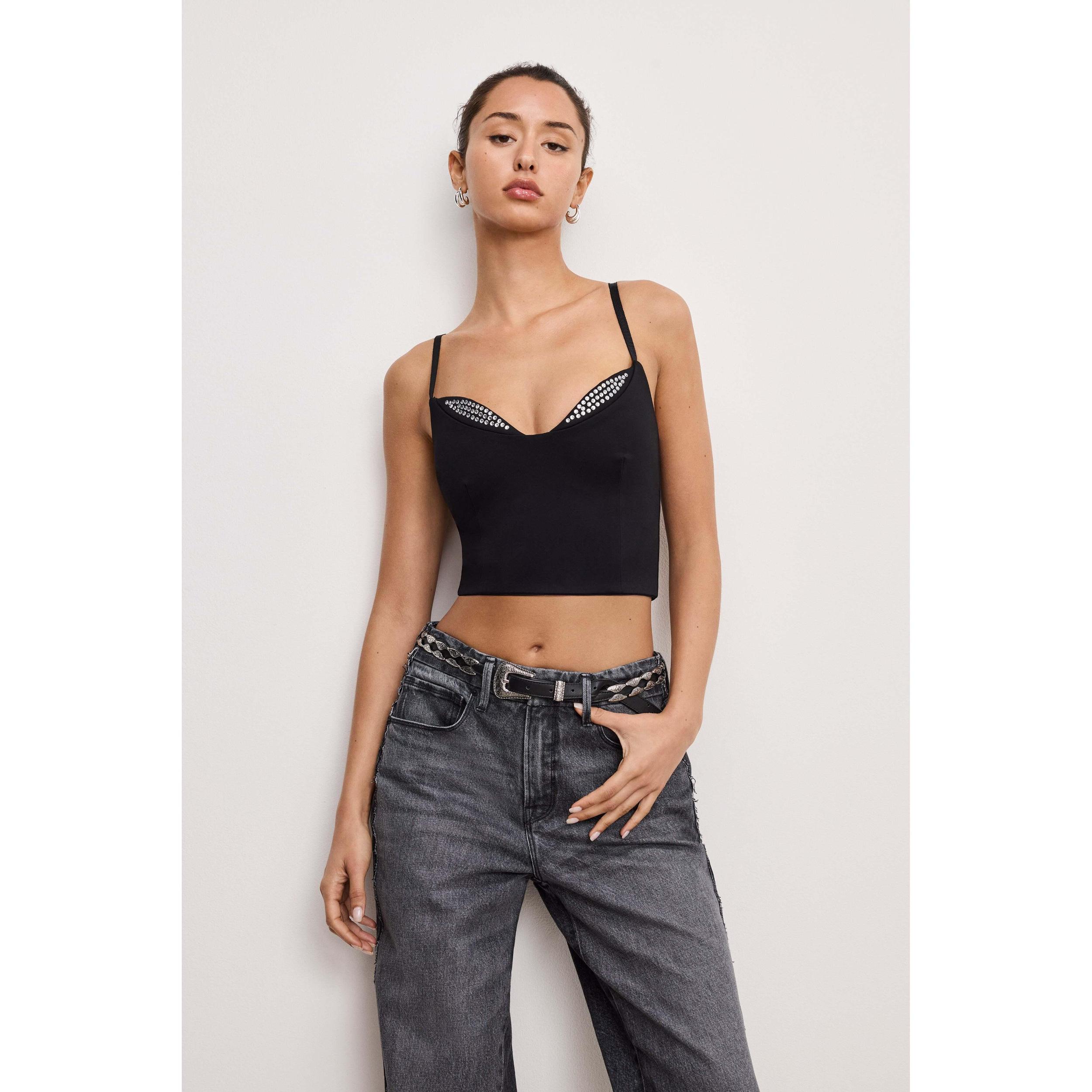 Womens Ponte Crystal-Trim Top Product Image