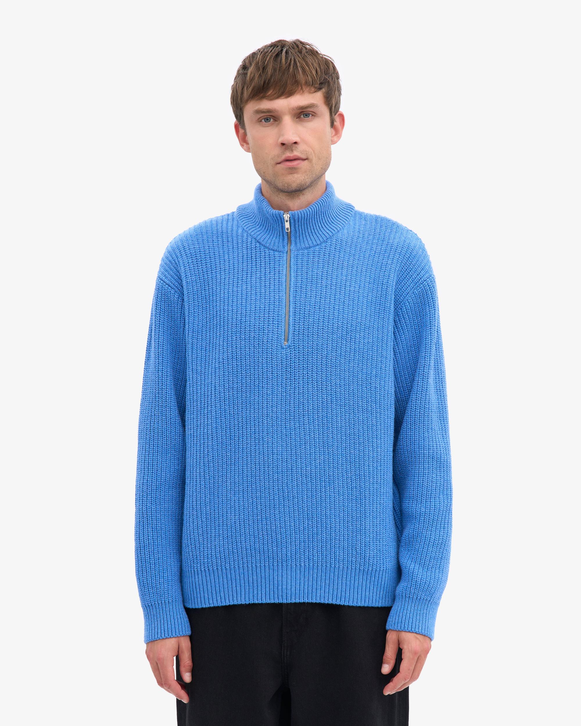 Merino Quarter Zip - Pacific Blue Product Image